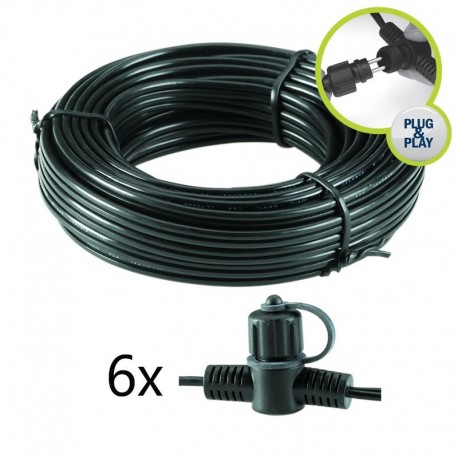 Techmar Garden Lighting UK Outdoor Lights Low Voltage 15m SPT-1 Garden Mains Cable With 6 Connectors 1